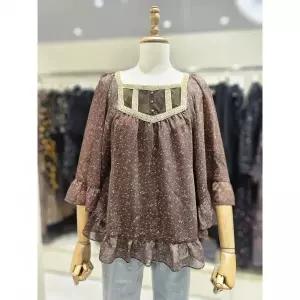 이월수량 [써스데이아일랜드] 벨벳 믹스 스퀘어넥 블라우스 T256MBL147W 2815790