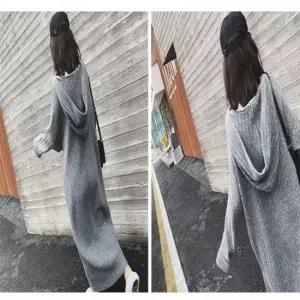스터닝팩토리 이쁘다요 넓은골지 후드 스웨터 긴팔 롱 니트 원피스 빅사이즈 후드원피스