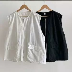 [아이우먼]빅사이즈베스트 Y155L605 라운드포켓집업조끼 OK_P435044919