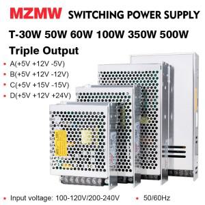 MZMW 30W 삼중 출력 스위칭 전원 공급 장치 AC/DC 5V 드라이버 변압기 3방향 SMPS
