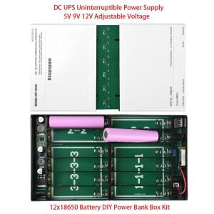 DC UPS 12x18650 배터리 무정전 전원 공급 장치 5V 12V 조정 가능한 광학 모뎀 라우터 DIY 박스 키트