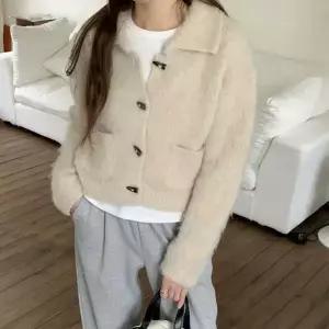 여자 겨울 크롭 떡볶이 카라넥 울 알파카 가디건_50