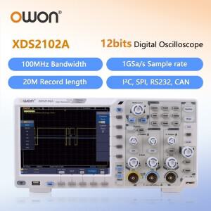 OWON XDS2102A 12비트 디지털 오실로스코프 100MHz 1GSa/s 20M 딥스 레지스트리 듀얼 채널 I2C SPI RS232 C