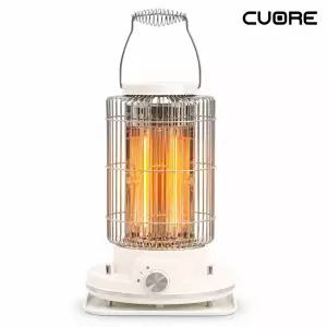 쿠오레 CCH-700W 비스트로 카본 원통형 전기히터 700W 2단 온도조절 원적외선 전기난로 전도안전장치 안전망 이동손잡이 화이트