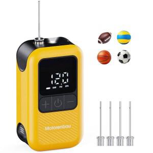 LCD 디스플레이와 LED 조명이 있는 Motorenbau 스포츠용 전기 볼 펌프 | 3-17PSI 농구 펌프, 빠른 자동 공기 주입, 4개의 바늘, 축구 풋볼 배구용 프리셋 압력 지원