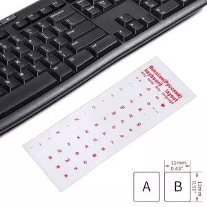 러시아어 투명 키보드 스티커 언어 알파벳 검정 흰색 라벨 컴퓨터 PC 먼지 보호 라벨 노트북 액세서리