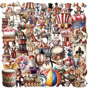 50PCS 서커스 스티커 낙서 노트북 미적 DIY 스케이트 보드 카페 오토바이 애완 동물 기타 전화 수하물