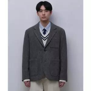 MUSINSA STANDARD [해리스 트위드] 헤링본 아웃 포켓 블레이저 [다크 그레이]