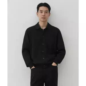 MUSINSA STANDARD 워셔블 수피마 코튼 칼라드 가디건 [블랙]