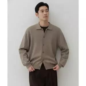 MUSINSA STANDARD 워셔블 수피마 코튼 칼라드 가디건 [헤더 베이지]