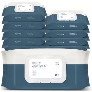 데일리워터 간편한장 손걸레 청소 물티슈 캡형 80매