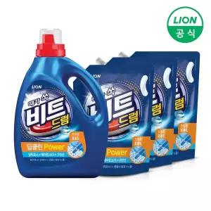 [라이온] 비트 딥클린 POWER 세탁 액체세제 용기 3L 1개 + 리필 2L 3개 (일반/드럼용 택1)