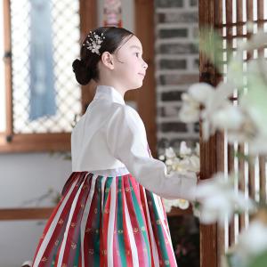 한설한복 1816S 전통적 컬러감이 고급스러움을 압도하게 하는 깨끗한 화이트 여아한복 [돌-8세]