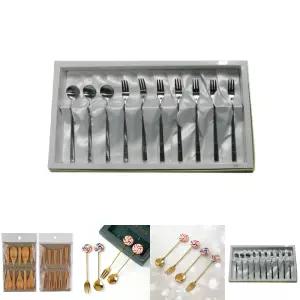 포크 수저 10세트 커트러리 숟가락 티포크 디저트/가정/세트/미니/선물/디자인/식탁/플레이팅/과일/다용도