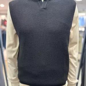 F/W 블랙 패턴물 울혼방 브이넥 니트 조끼 RGVKV14BP