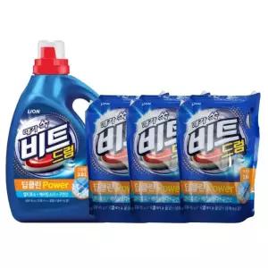 비트 딥클린 파워 액체세제, 드럼, 용기, 3L, 1개 + 리필, 2L, 3개