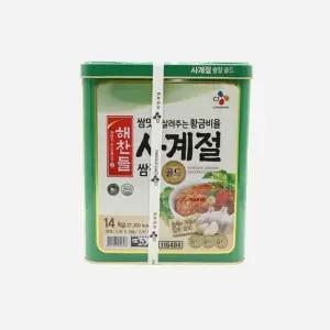 해찬들 사계절 쌈장 골드 말통 14KG 쌈장 업소용 대용량