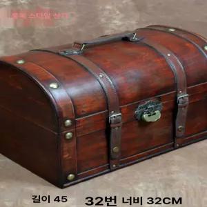 레트로 원목 엔틱 보관함 자물쇠 촬영 수납박스 대형 보석함 보물상자 개선된 수납함 잠금