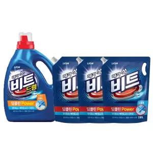 비트 딥클린 파워 액체세제, 드럼, 용기, 3L, 1개 + 일반드럼겸용 리필, 2L, 3개