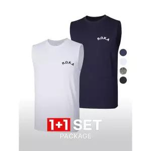 [하프클럽/이지바이]1+1 이지바이 남녀공용 ROKA 로카 기능성 쿨론 민소매 나시 티셔츠(M7OPSS43)