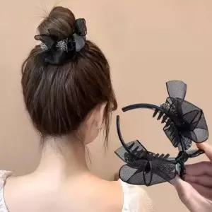 긴 머리 반 묶음 올림 헤어 삔 예쁜 리본 집게 핀 단발집게핀