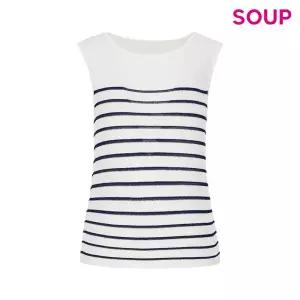 [롯데백화점]SOUP 슬리브리스 스트라이프 니트(SC5SK30)