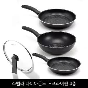 해피콜 스텔라 다이아몬드 IH프라이팬 4종 (24cm팬+28cm팬+28cm웍+28cm유리뚜껑)/ 홈쇼핑 구성