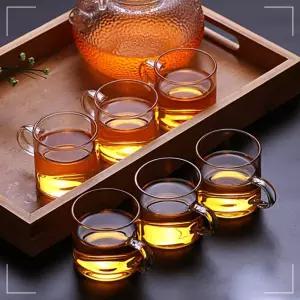 IOWC3538F 찻 잔 6p세트 손잡이 순수 홍차 내열 투명 로하티 유리 차도구 허브티 꽃차