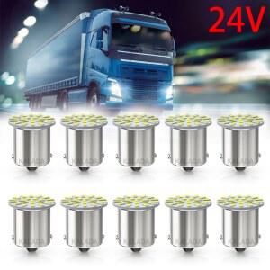 화물차차폭등 10PCS 24V LED 1157 BAY15D 램프 BA15S 신호 조명 화이트 트럭 러닝 3014SMD 22 DRL 전구 차량용 버스 1156 RV