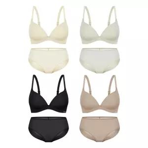 [Wonderbra] 퓨징 볼륨 노와이어 브라팬티 8종세트 크림+그린+토프베이지+블랙 WBW6M11121448_T