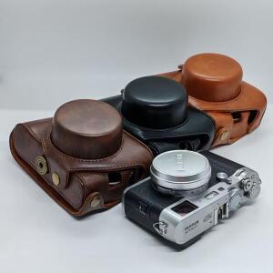 FUJI X100F 용 가죽 케이스 스트랩이포함 FUJIFILM 카메라 보호 가방 그립