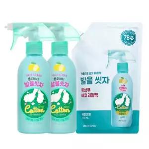 [LG생활건강] 온더바디 코튼풋 발을씻자 풋샴푸 레몬 385ml 2개+ 레몬 리필 500ml 2개