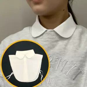 코튼 페이크셔츠 라운드 화이트 넥케이프