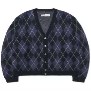 노매뉴얼 ARGYLE HAIRY CARDIGAN - DARK NAVY 83668532