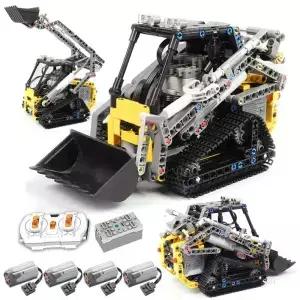 470 조각 벽돌 기술 MOC13349 RC 트랙 로더 자동차 트럭 모델 빌딩 블록 소년 생일 선물 원격 제어 완구