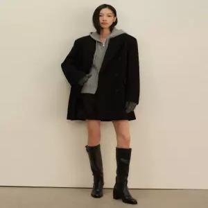 무신사 스탠다드 우먼 우먼즈 울 블렌드 오버 숄더 더블 하프 코트 블랙 261129