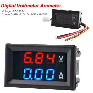 디지털 전압계, DC 100V 블루 및 레드 LED 앰프, 듀얼 볼트 계량기 게이지, 오토바이 자동차