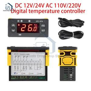 ETC-974 온도 컨트롤러 냉장고 해동 가열 제어 조절기 듀얼 NTC 센서 DC12V/24V