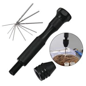 0.3-3.4mm 블랙 펀칭 도구 10pc 트위스트 드릴 수동 세트 앰버 천 눈 다이아몬드 Bodhi 호두 재생