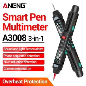 ANENG A3008 디지털 지능형 전문 멀티미터 센서 펜 테스터 6000 카운트 전류계 비접촉식