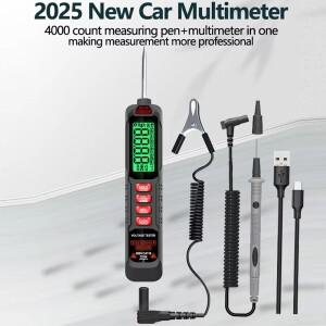 클립이 USB 충전식 자동차 디지털 멀티 미터 펜 유형 4000 카운트 AC/DC 전압 비접촉 옴 다이오드 테스터