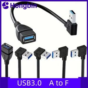 고속 USB 3.0 직각 연장 케이블 90 ° PC 노트북 휴대폰용 어댑터 - 충전 멀티포트 기술 액세서리