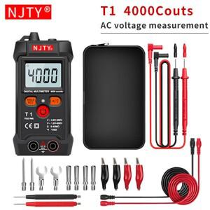 NJTY T1 미니 디지털 멀티미터 4000 카운트 자동 범위 지정 TRMS AC/DC 전압 저항 NCV(백라이트  손전등 포