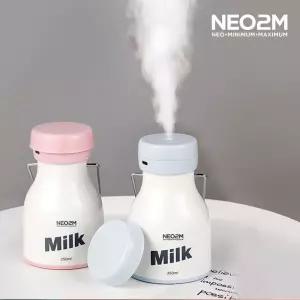 NEO2M 미니 MILK 가습기 H11 귀여운 우유병 핑크 무선 사무실 휴대용 책상 작은 USB 무드등 조명