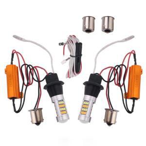 2pcss DRL 회전 신호 PY21W LED 1156 BA15S T20 7440 2835 42SMD  듀얼 컬러 스위치 백
