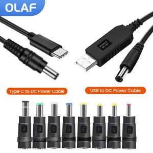 올라프 C 타입 전원 케이블 부스트 컨버터 와이파이 라우터 팬 스피커용 어댑터 8 개 USB to 3.5mm 잭 코드