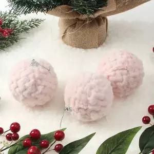 [하프클럽/셀럽하우스]핑크블라썸 패브릭 장식볼 3p 8cm 보들폼폼이 트리장