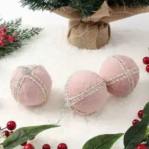 [하프클럽/셀럽하우스]핑크블라썸 패브릭 장식볼 3p 8cm 퍼폼폼이 트리장식