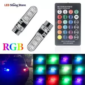 1세트 T10 W5W RGB LED 5050 6SMD 독서등돔등 리모컨 클리어런스 웨지 라이트 RGB 컬러풀 트렁크 번호판등