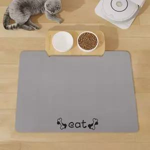 PL 간편 반려동물 식기 매트 흡수왕 규조토 반려동물 식기매트(90x60cm) (뼈다귀) (그레이) No14